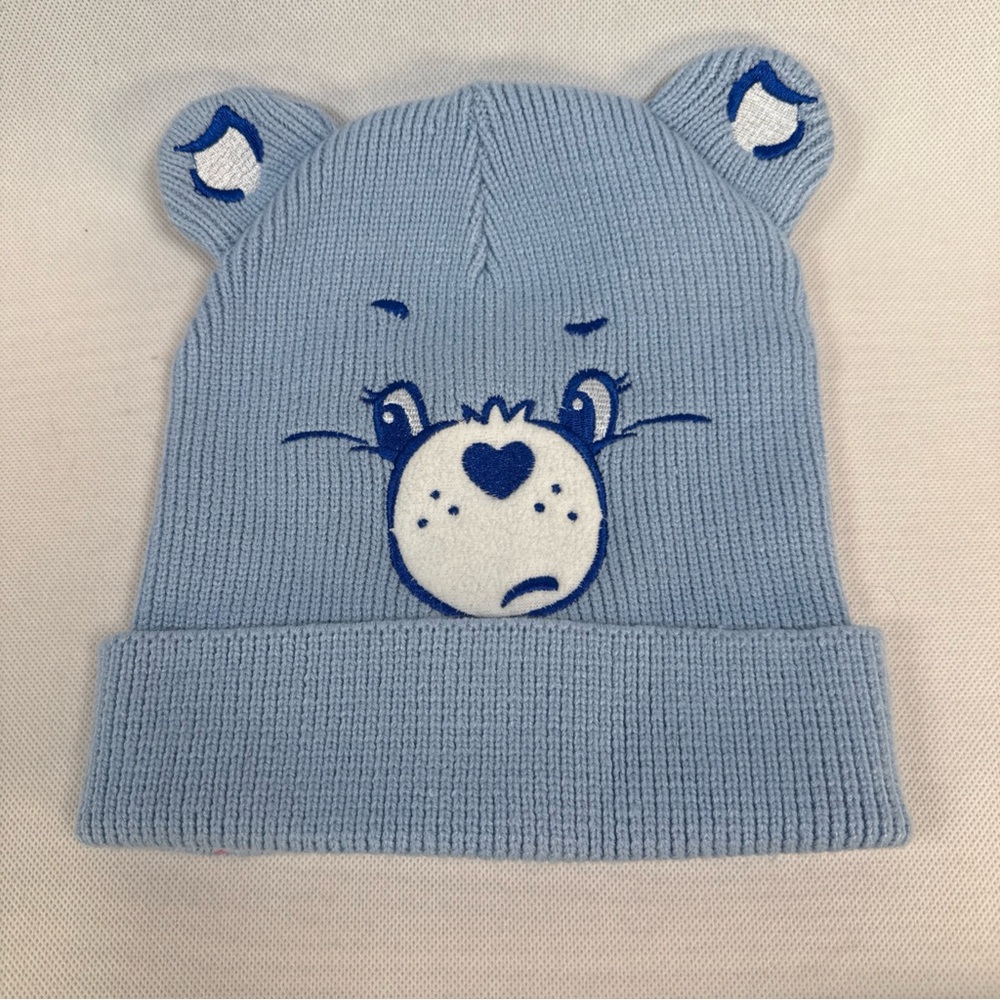 Hat Grumpy Bear Care Bears Adult Beanie Winter Blue Warm Soft Juniors Girls